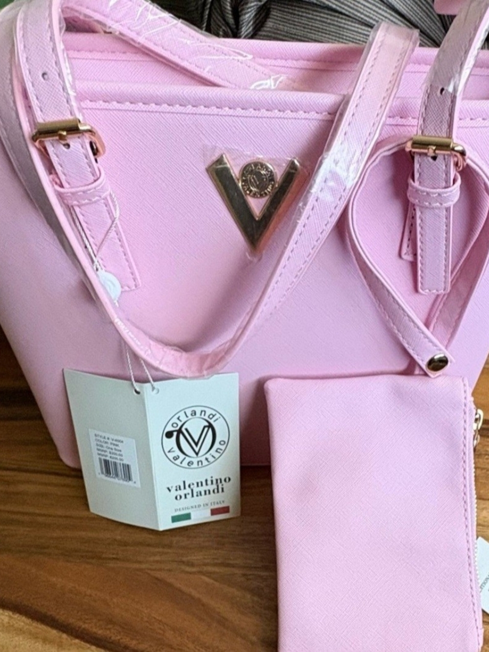 Valentino Orlandi Light Pink Tote with Matching Pouch